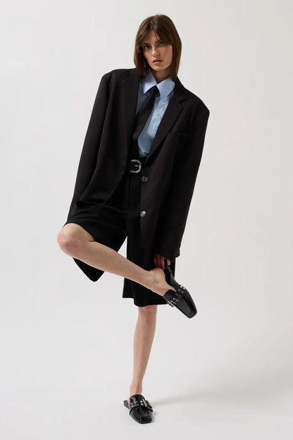 Oversize Pocket Detailed Black Jacket