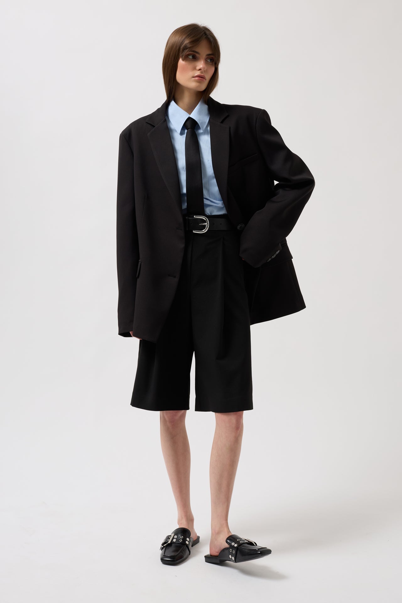 Oversize Pocket Detail Black Jacket