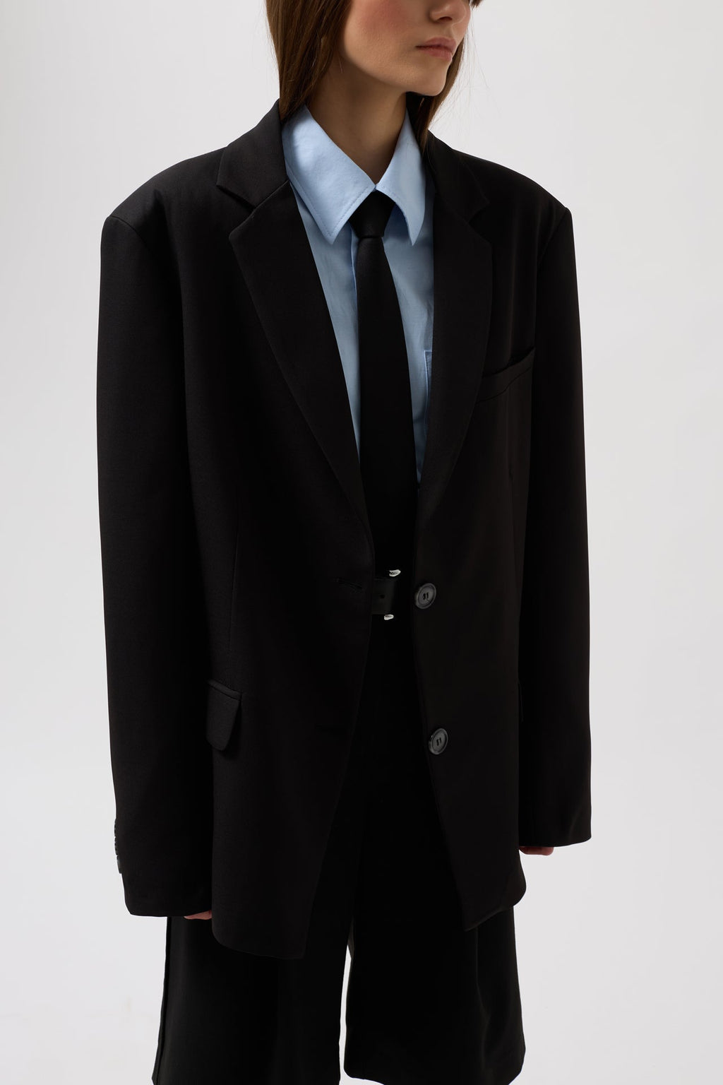 Oversize Pocket Detail Black Jacket