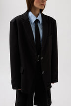 Oversize Pocket Detail Black Jacket
