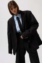 Oversize Pocket Detail Black Jacket