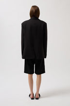 Oversize Pocket Detail Black Jacket
