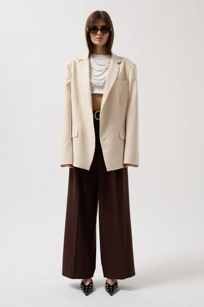 Oversize Pocket Detailed Beige Jacket