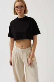 Oversized Crop Black T-Shirt