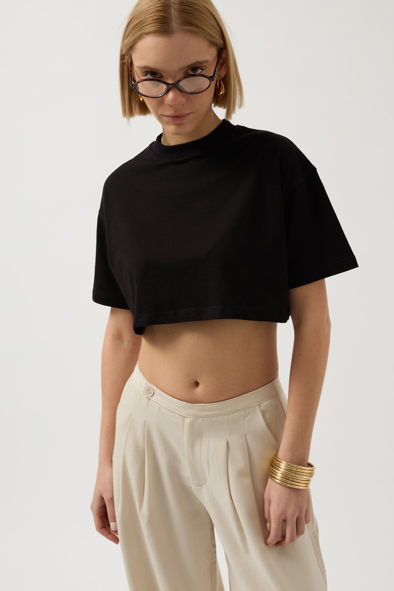 Oversize Crop Black T-Shirt