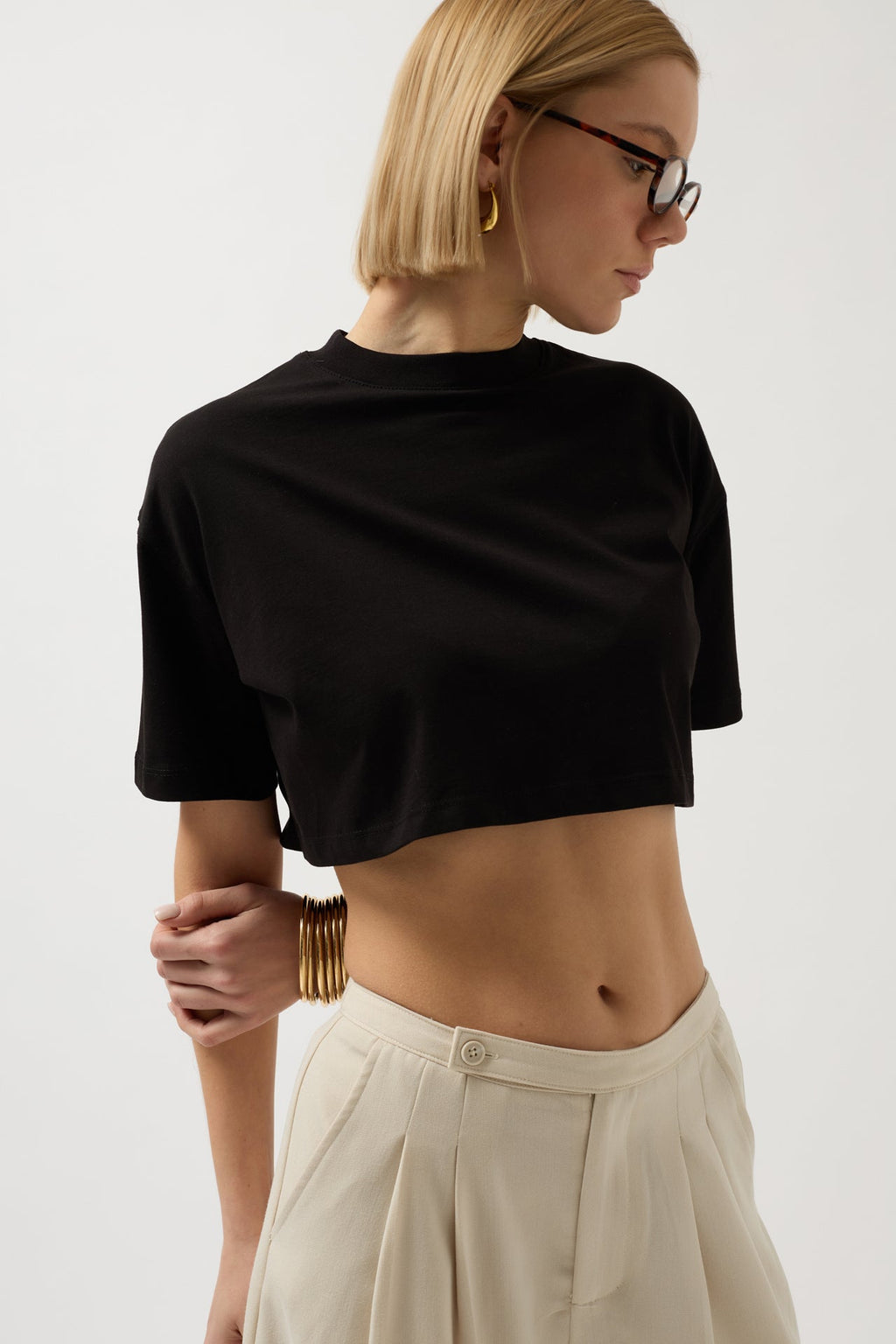 Oversize Crop Black T-Shirt