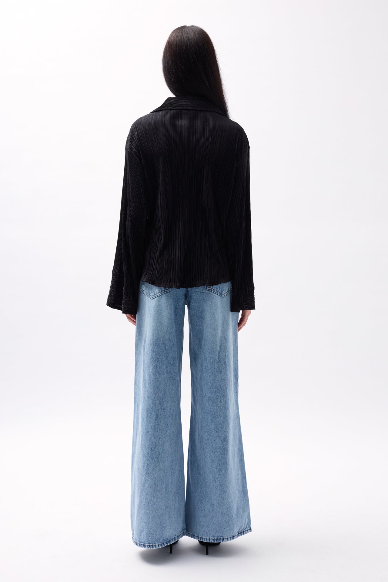 Oversize Textured Black Shirt
