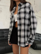Oversize Plaid Black Shirt