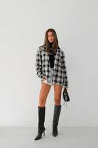 Oversized Plaid Black Shirt