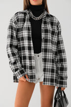 Oversized Plaid Black Shirt