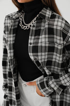 Oversized Plaid Black Shirt