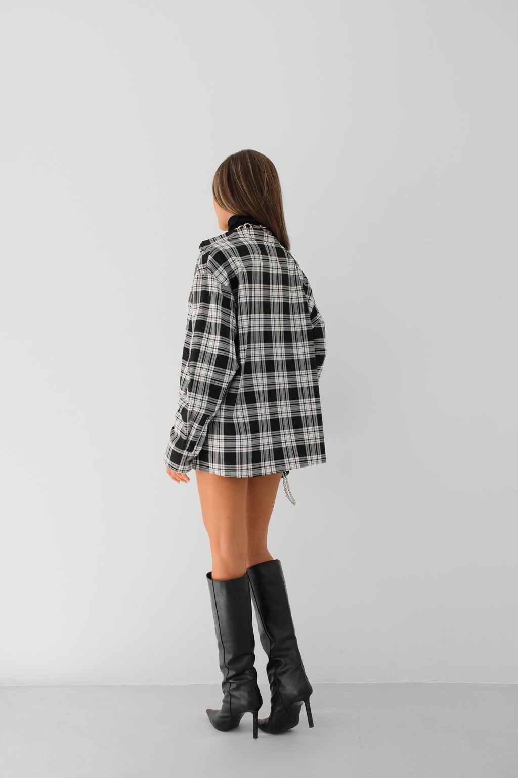 Oversized Plaid Black Shirt