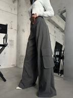 Oversize Cargo Pocket Gray Pants