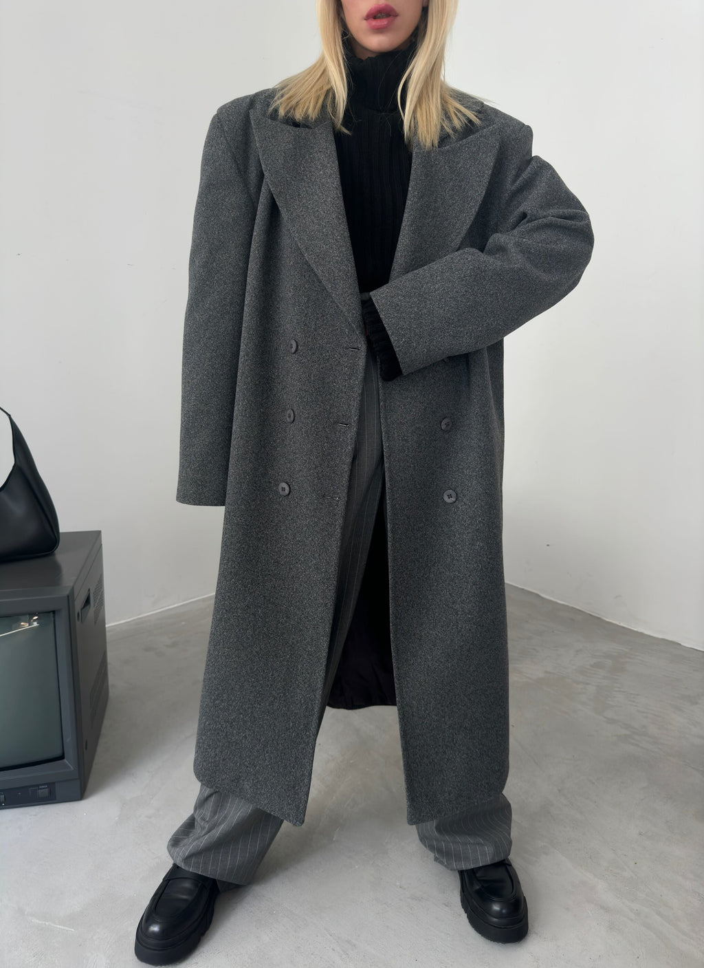 Oversize Gray Wool Blend Coat