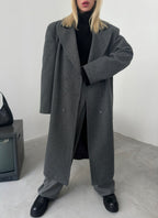 Oversize Gray Wool Blend Coat
