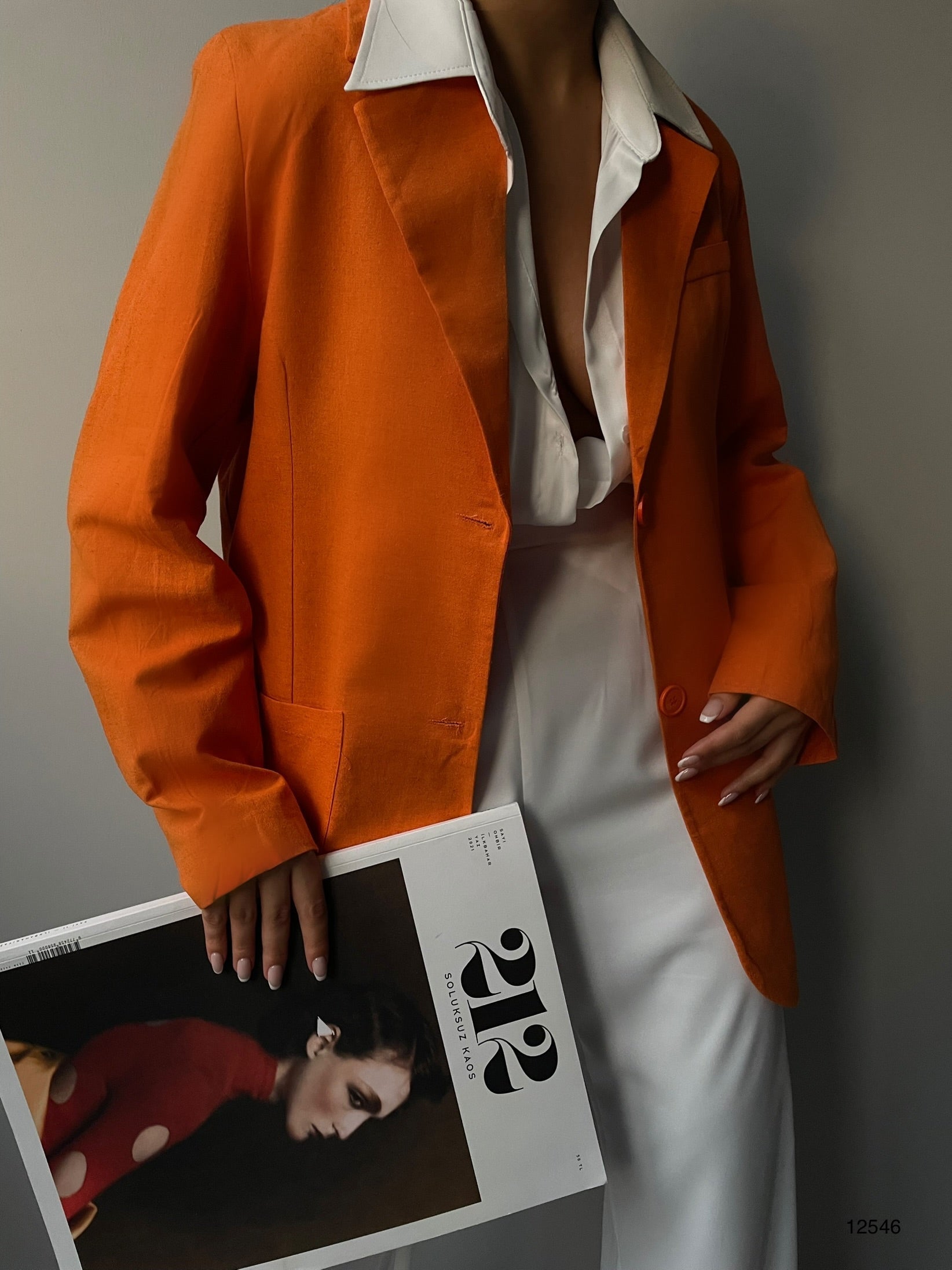 Oversize Orange Linen Jacket