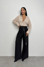 Oversized Beige Linen Shirt