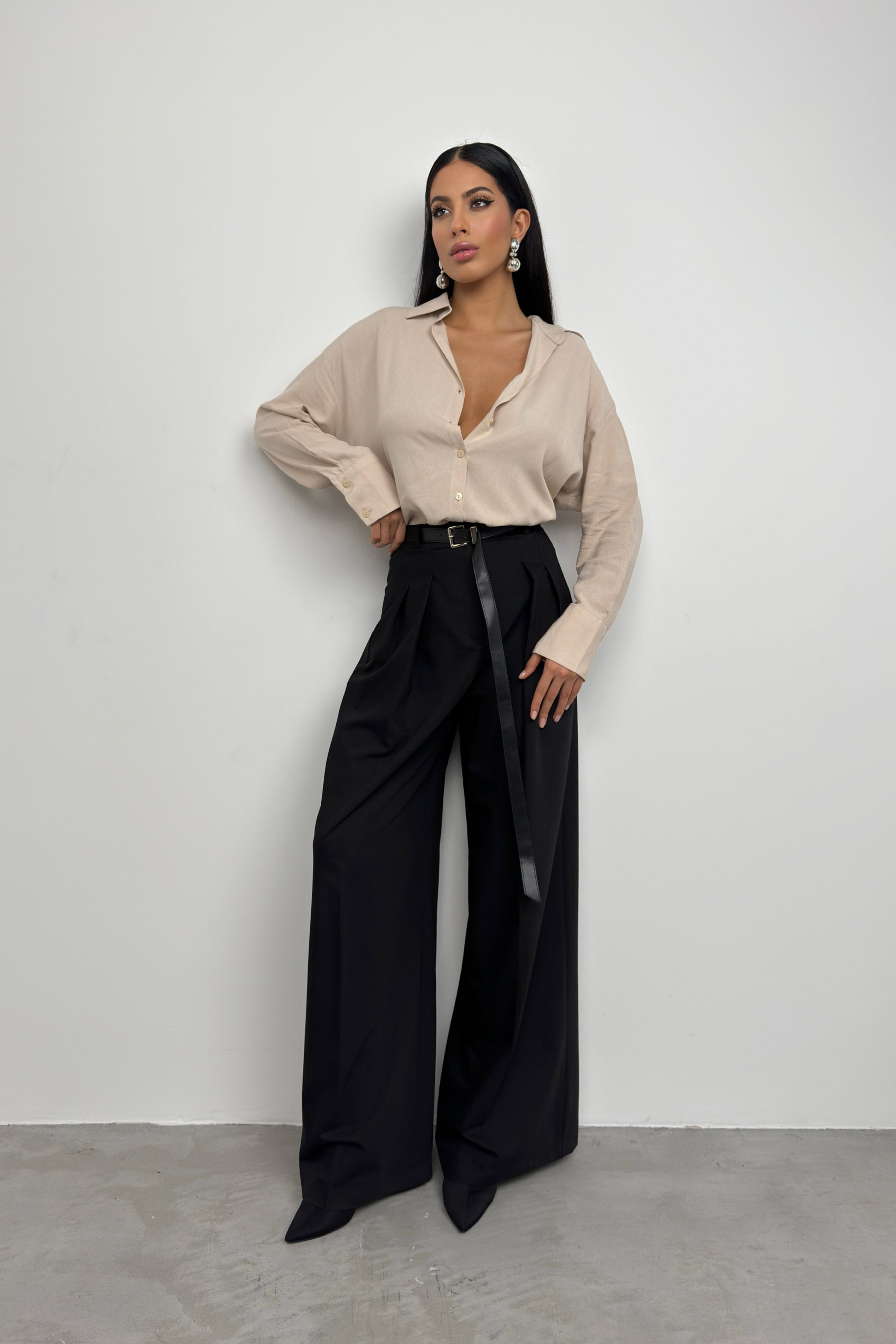 Oversize Beige Linen Shirt