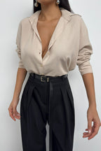 Oversize Beige Linen Shirt