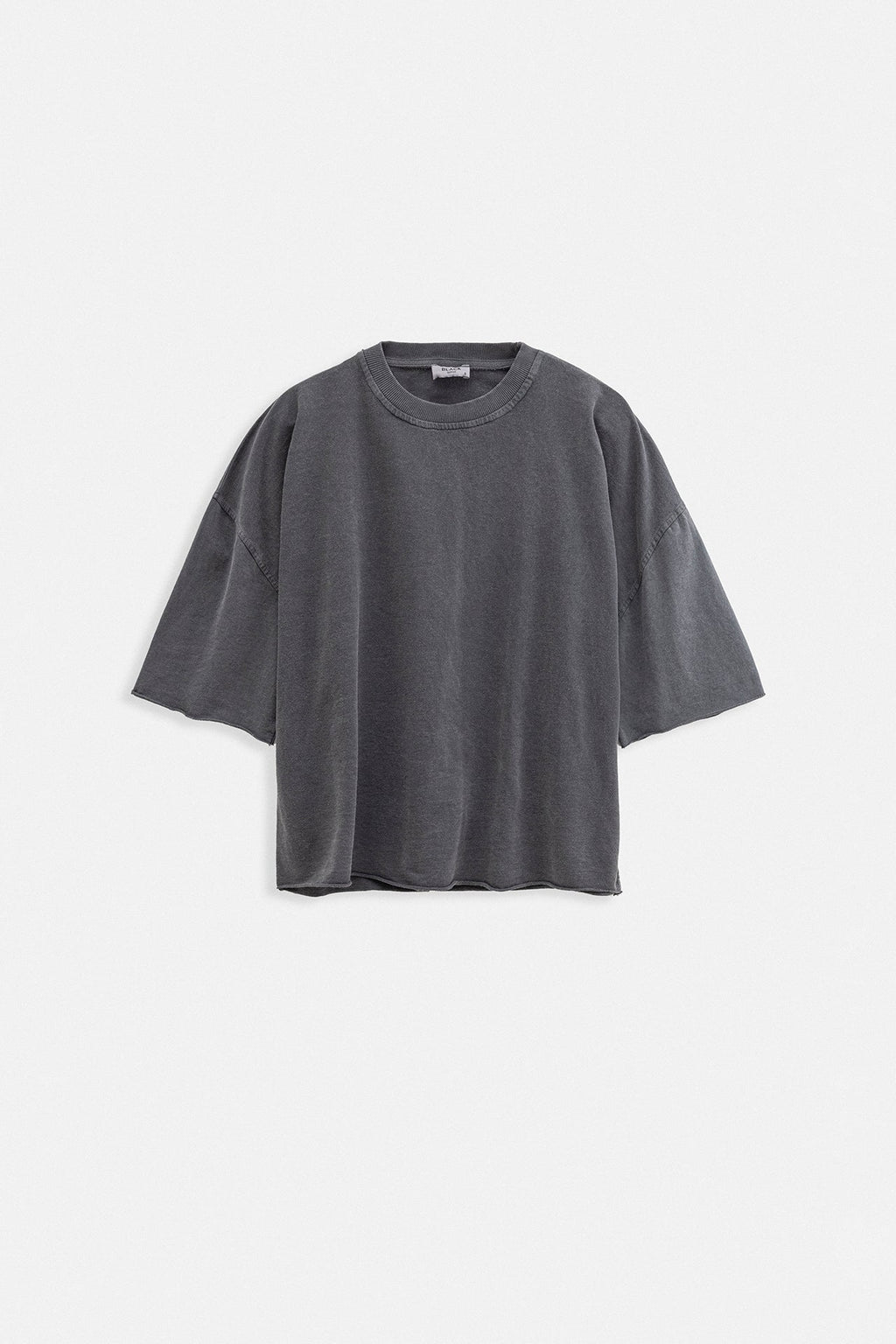 Oversize Laser Cut Crew Neck Anthracite T-Shirt