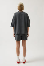 Oversize Laser Cut Crew Neck Anthracite T-Shirt