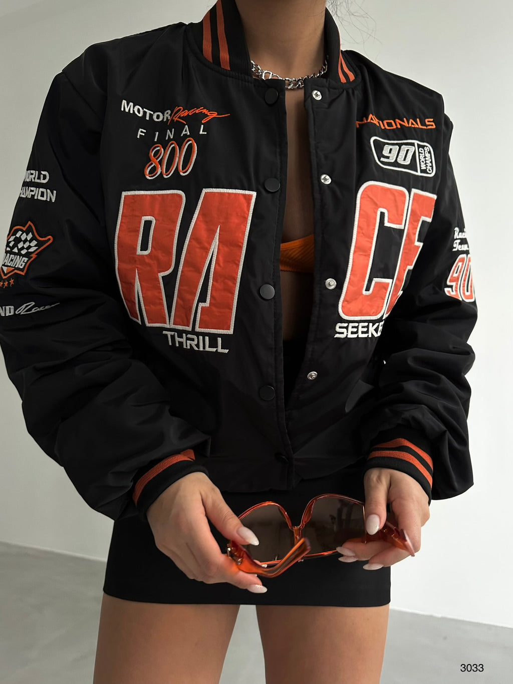 Oversize Nakisli Black Kolej Jacket