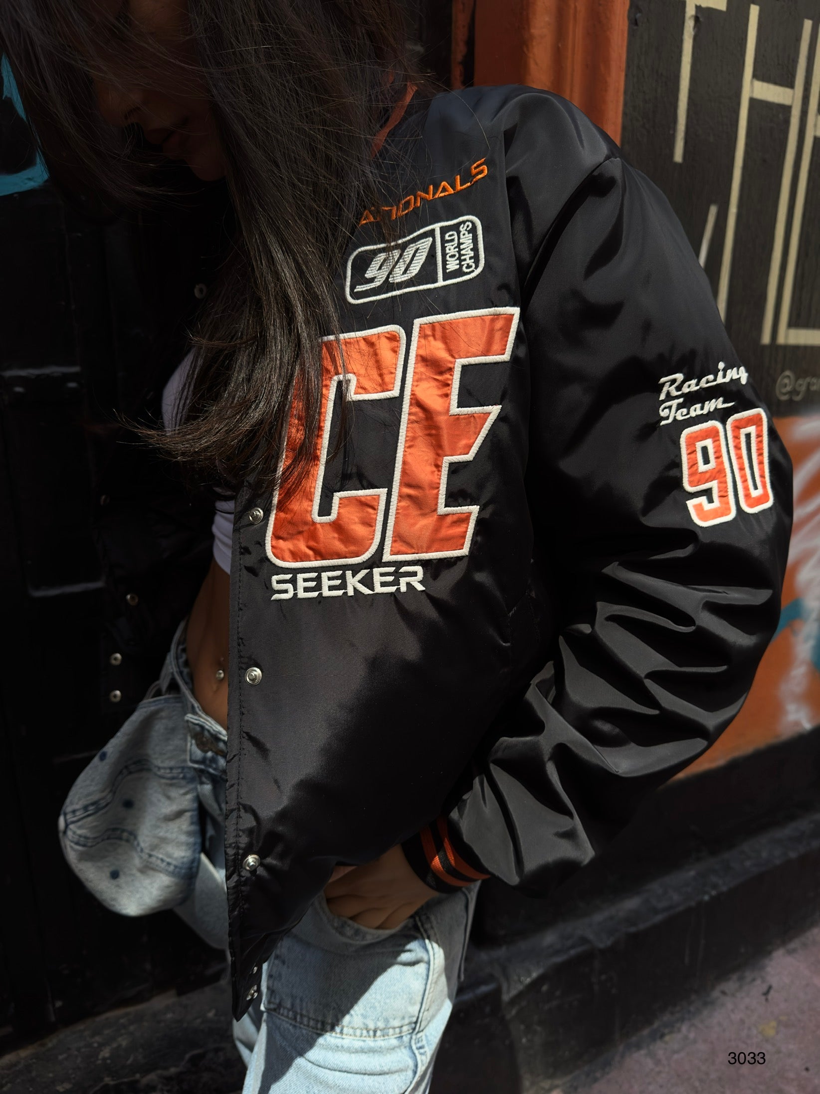 Oversize Nakisli Black Kolej Jacket