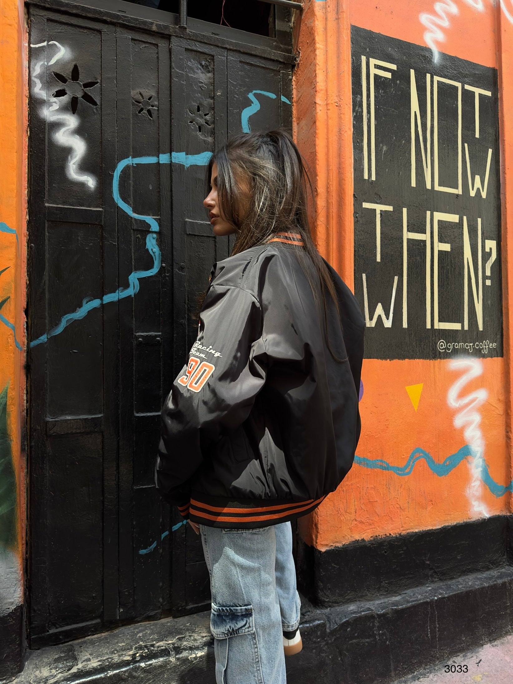 Oversize Nakisli Black Kolej Jacket