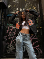 Oversize Nakisli Black Kolej Jacket