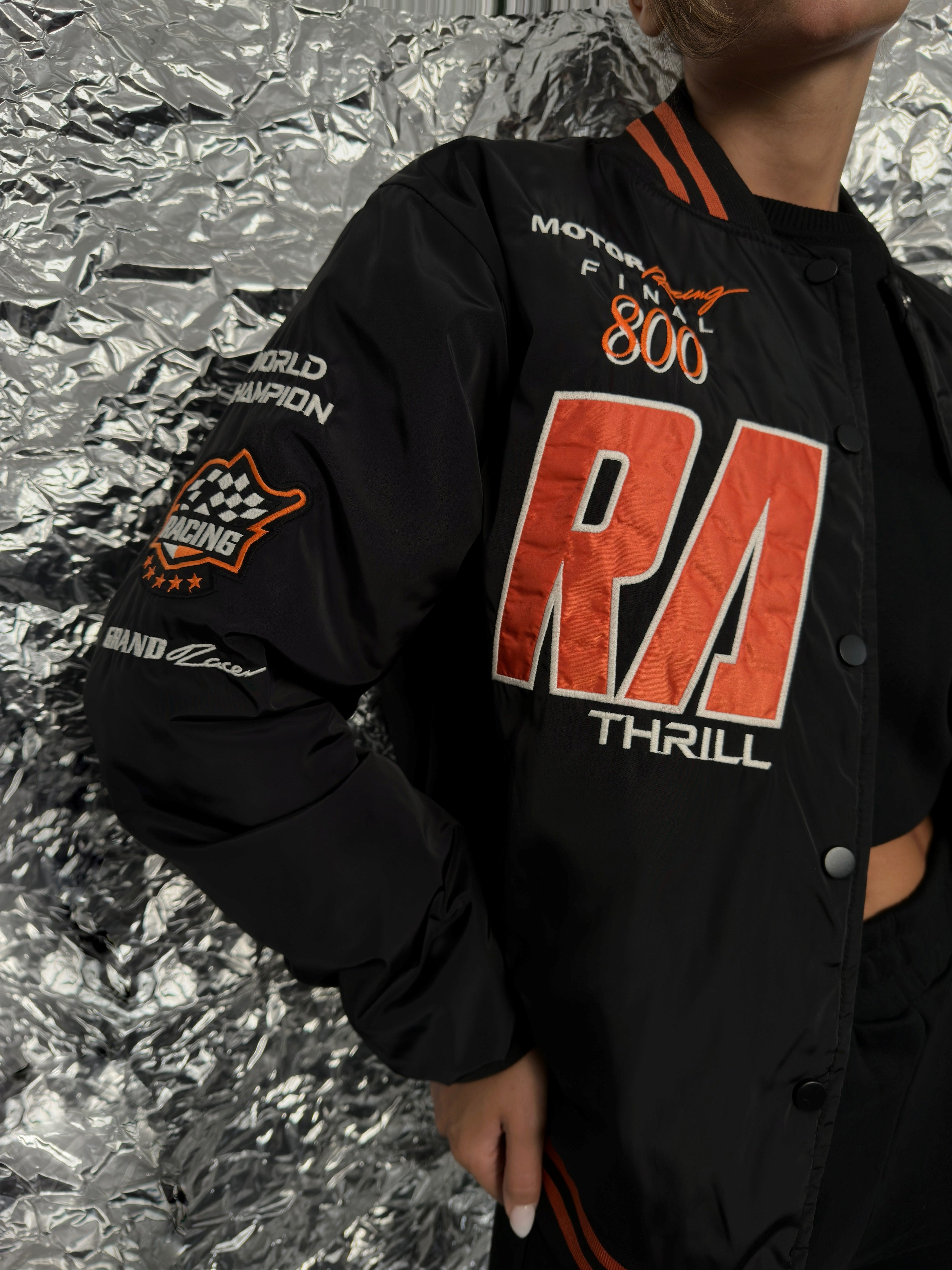 Oversize Nakisli Black Kolej Jacket