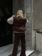 Oversize Nakisli Brown Kolej Jacket
