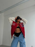 Oversize Nakisli Red Kolej Jacket