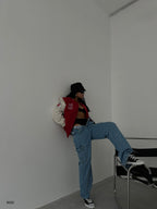 Oversize Nakisli Red Kolej Jacket
