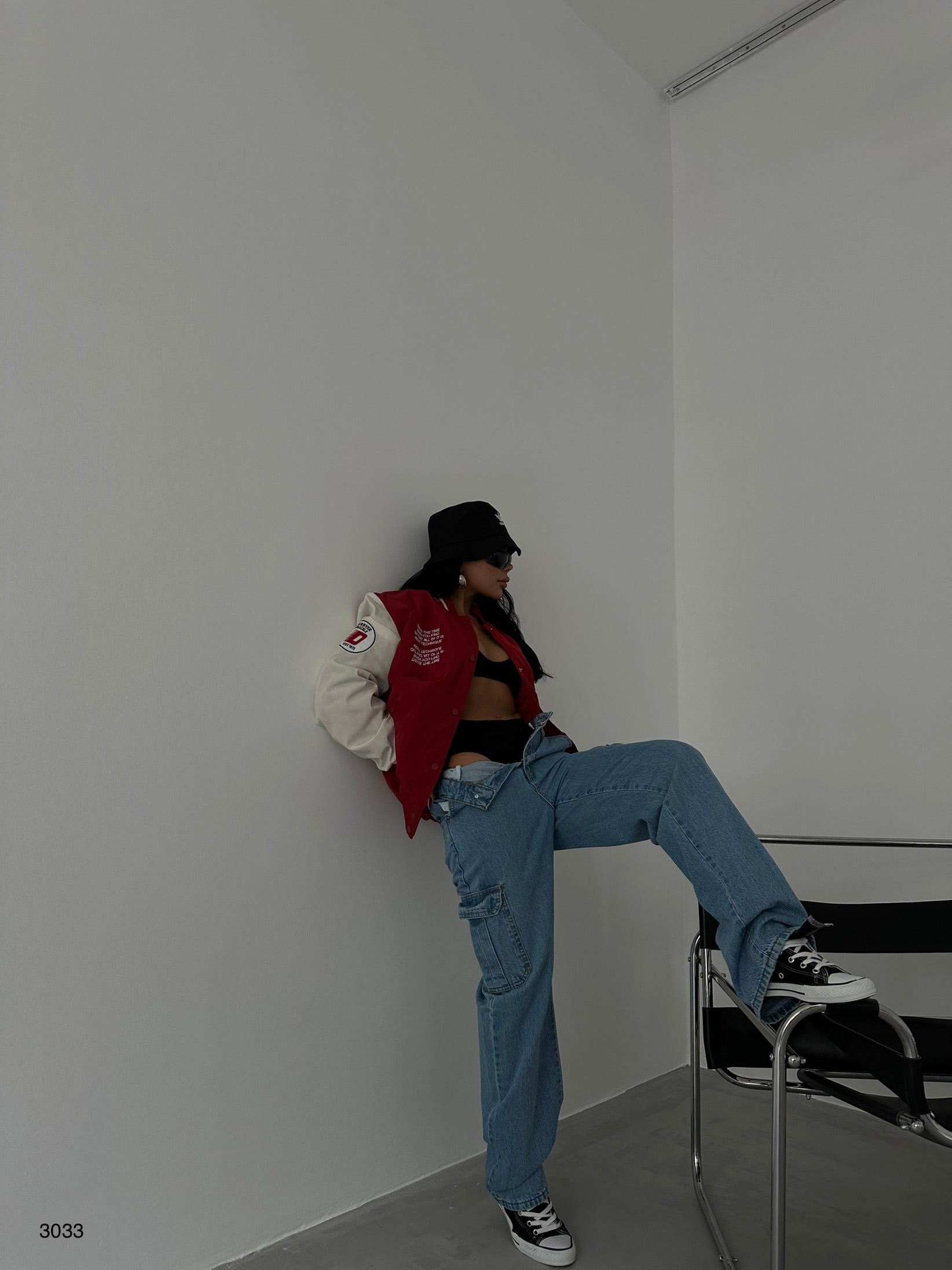 Oversize Nakisli Red Kolej Jacket