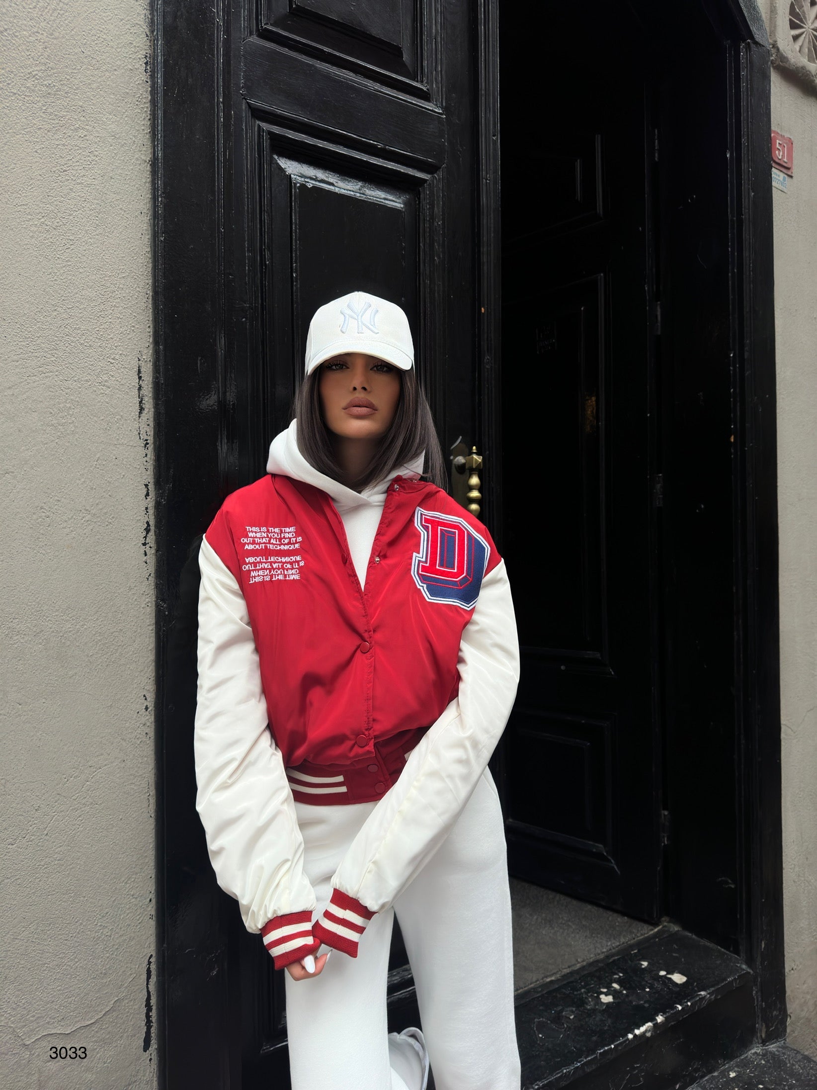 Oversize Nakisli Red Kolej Jacket