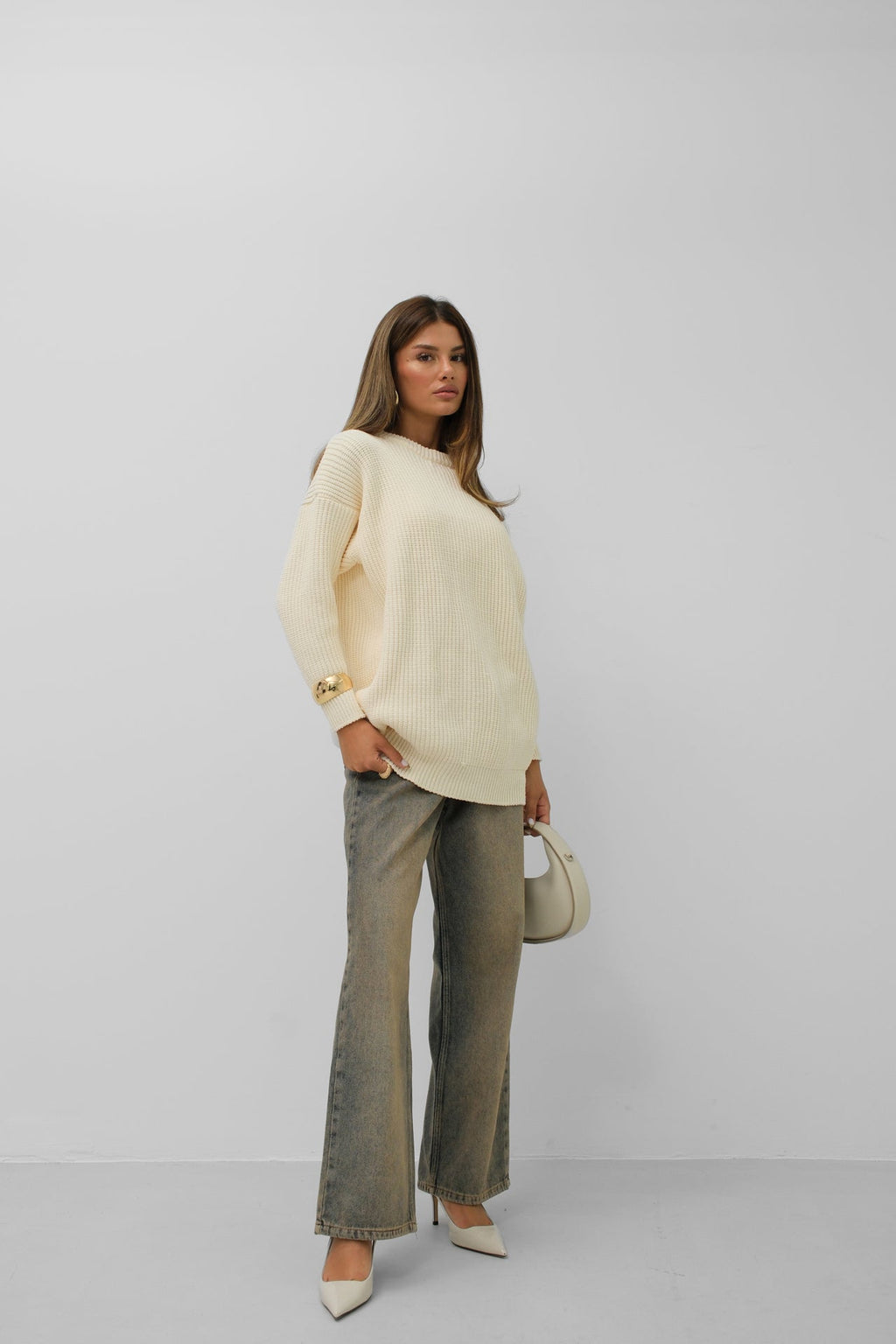 Oversize Knitted Ecru Sweater