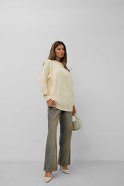 Oversized Knitted Ecru Sweater
