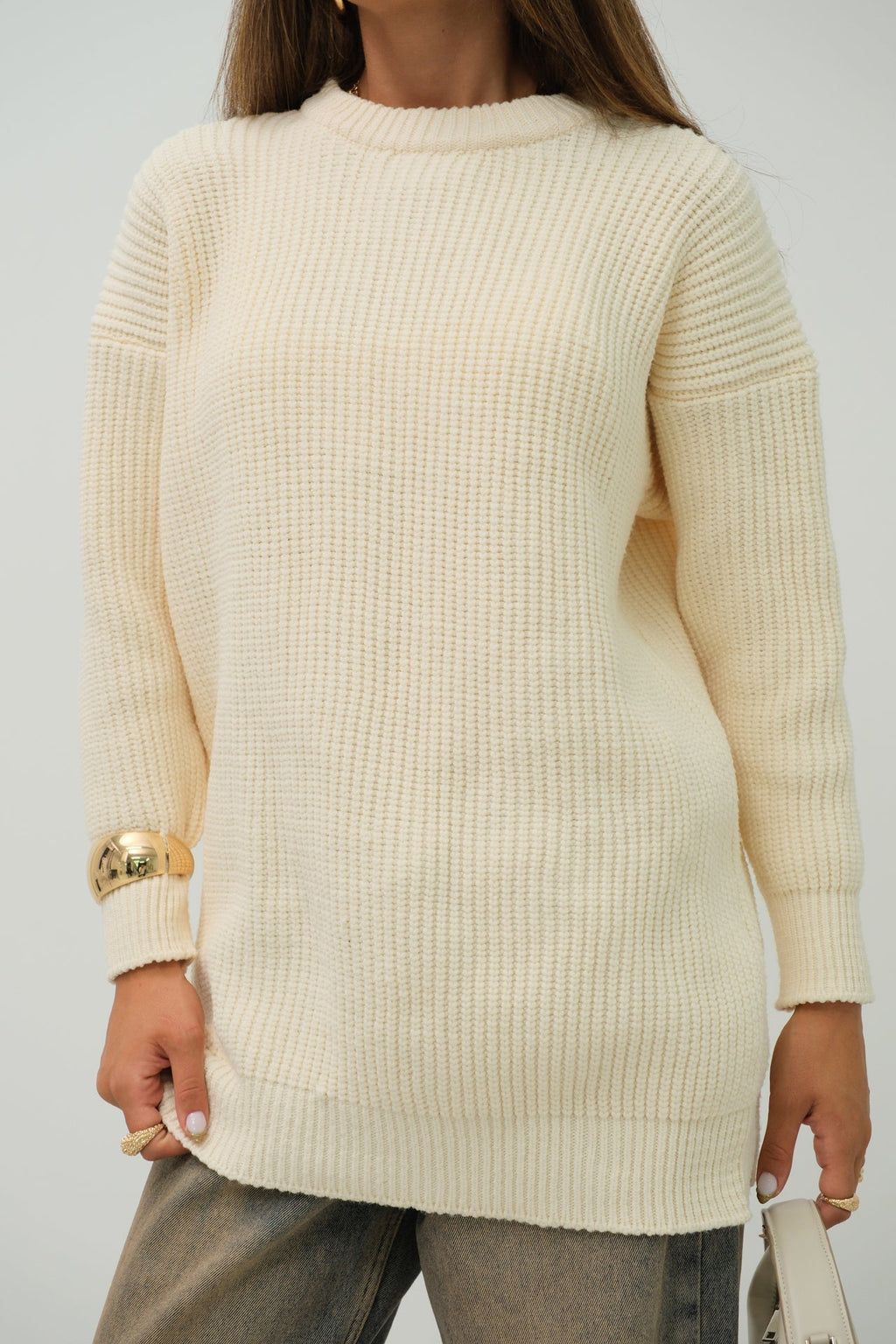 Oversize Knitted Ecru Sweater