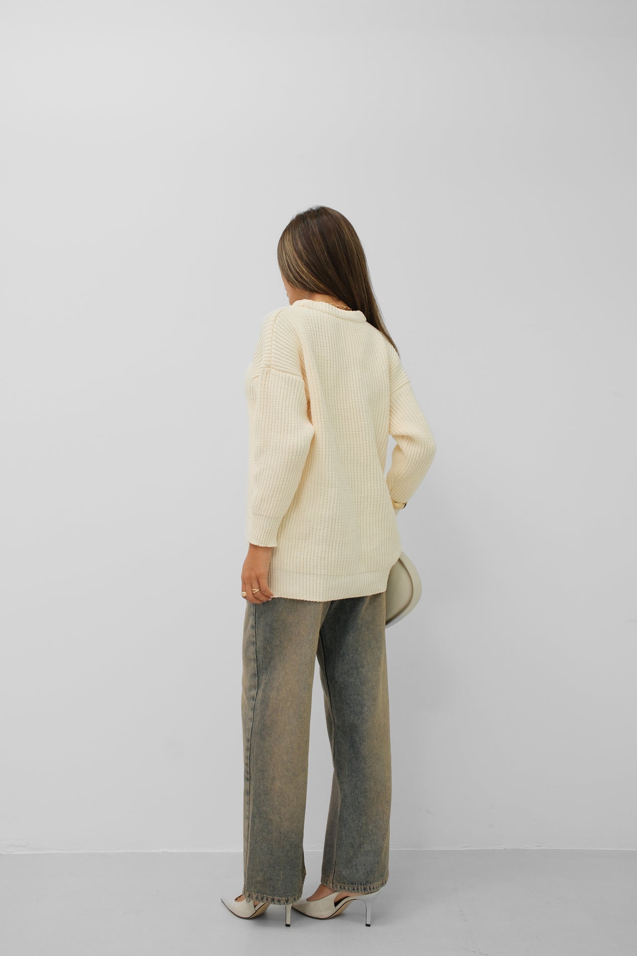 Oversize Knitted Ecru Sweater