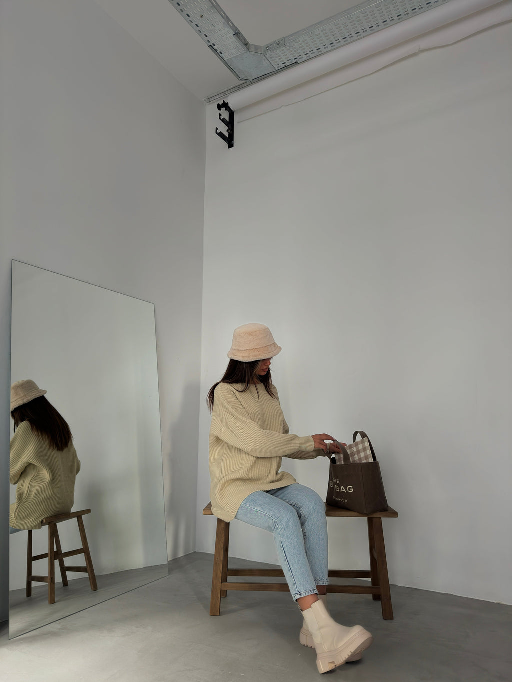 Oversize Beige Knit Sweater