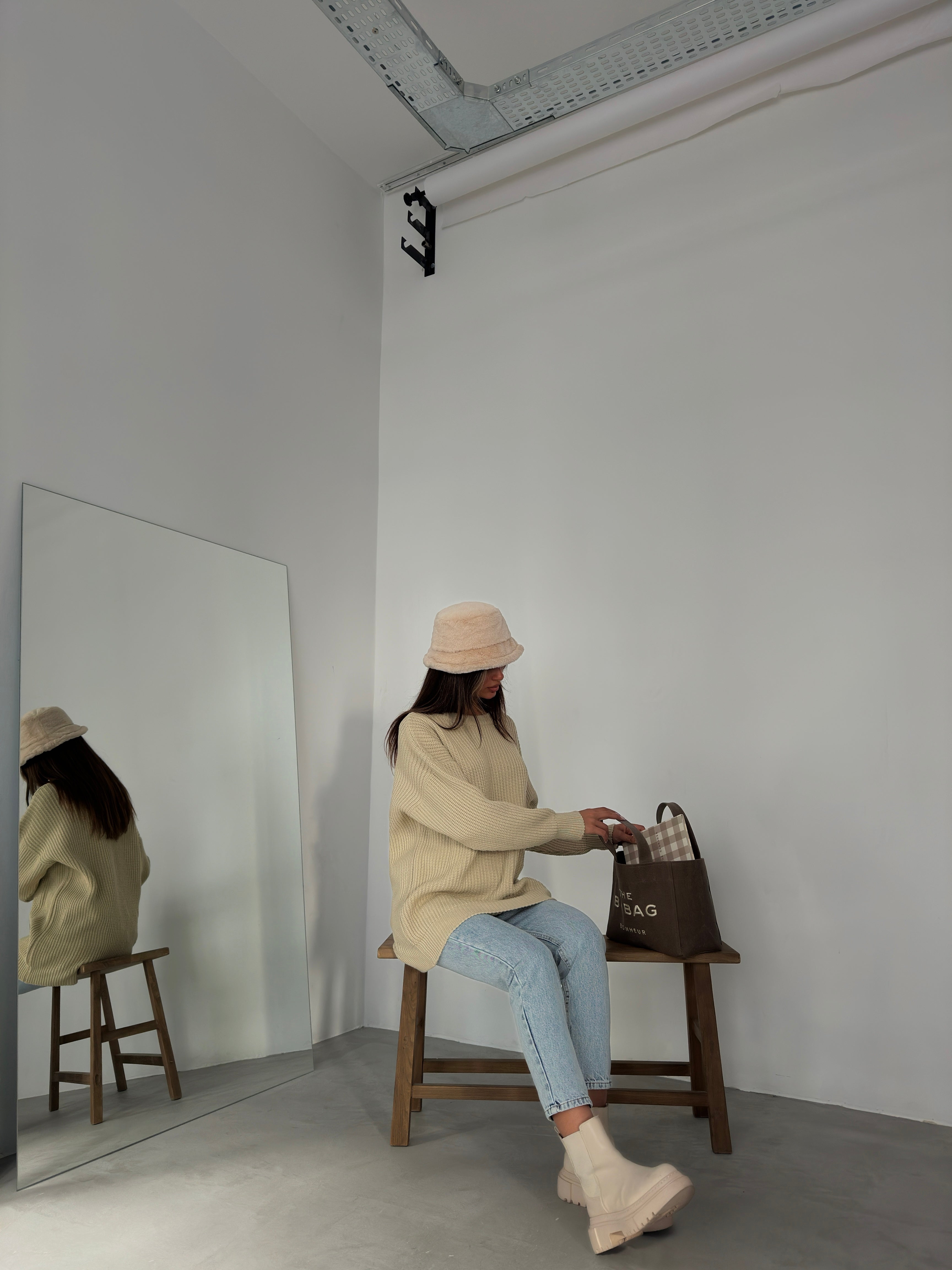 Oversize Beige Knit Sweater