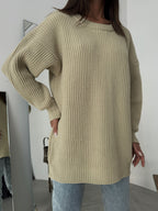Oversize Beige Knit Sweater