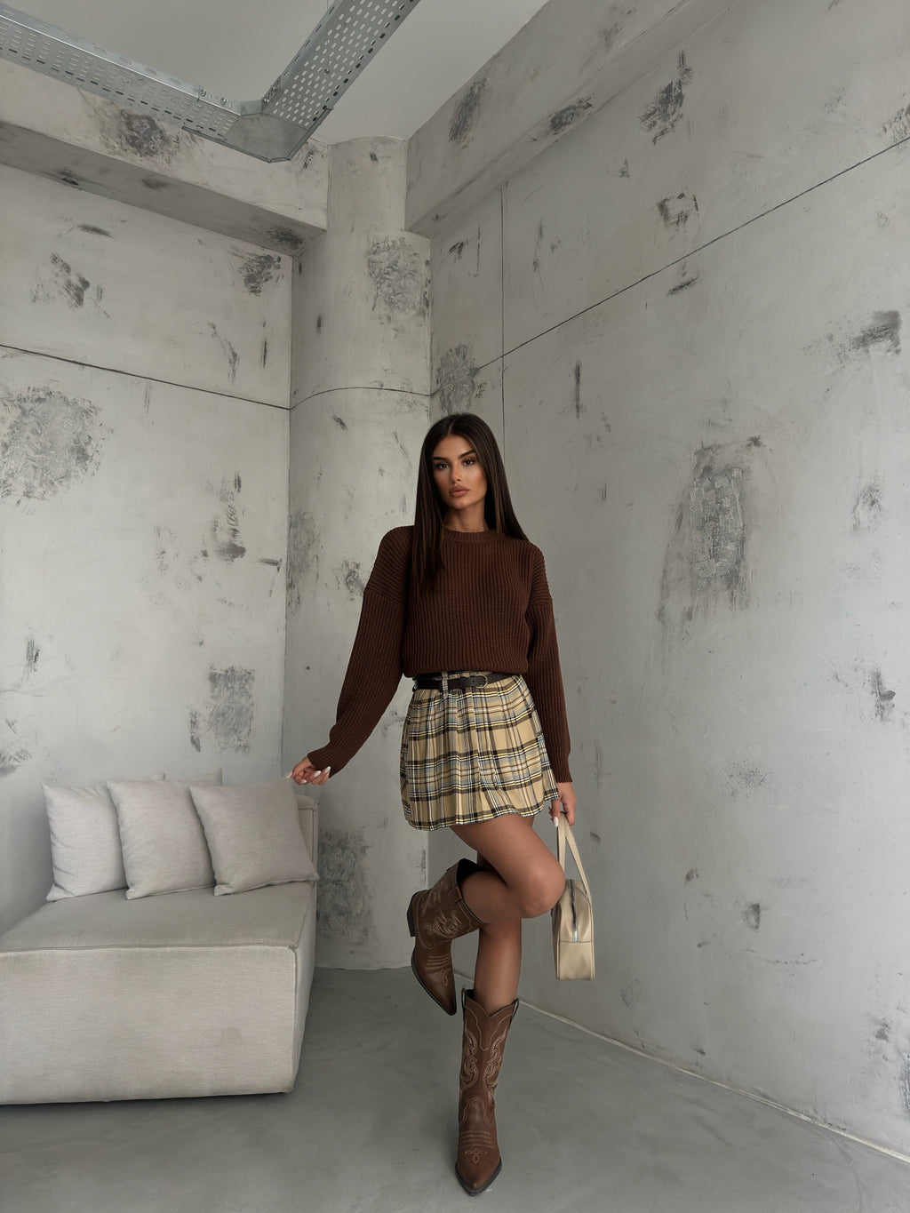 Oversize Knit Brown Sweater