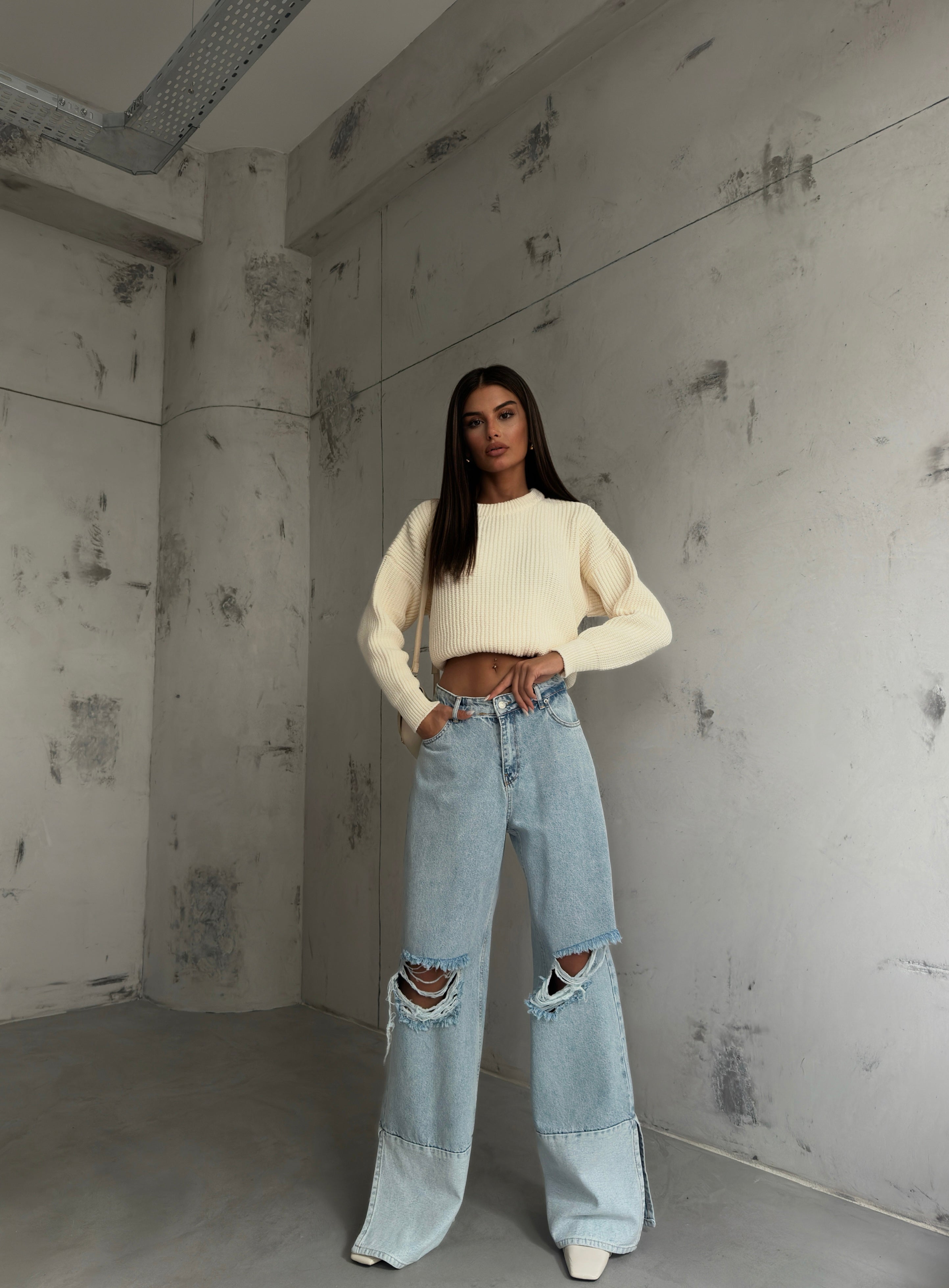 Oversize Knit Ecru Sweater