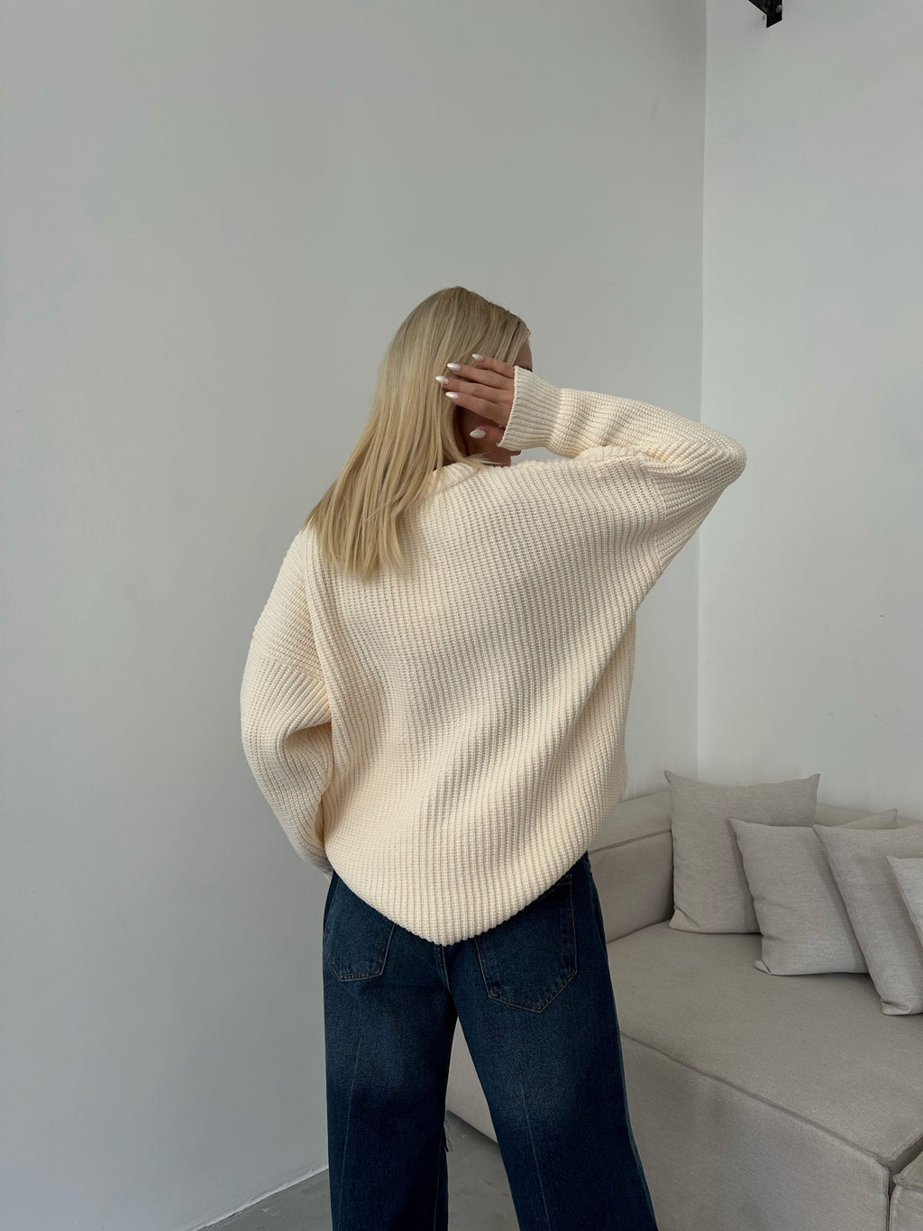 Oversize Knit Ecru Sweater