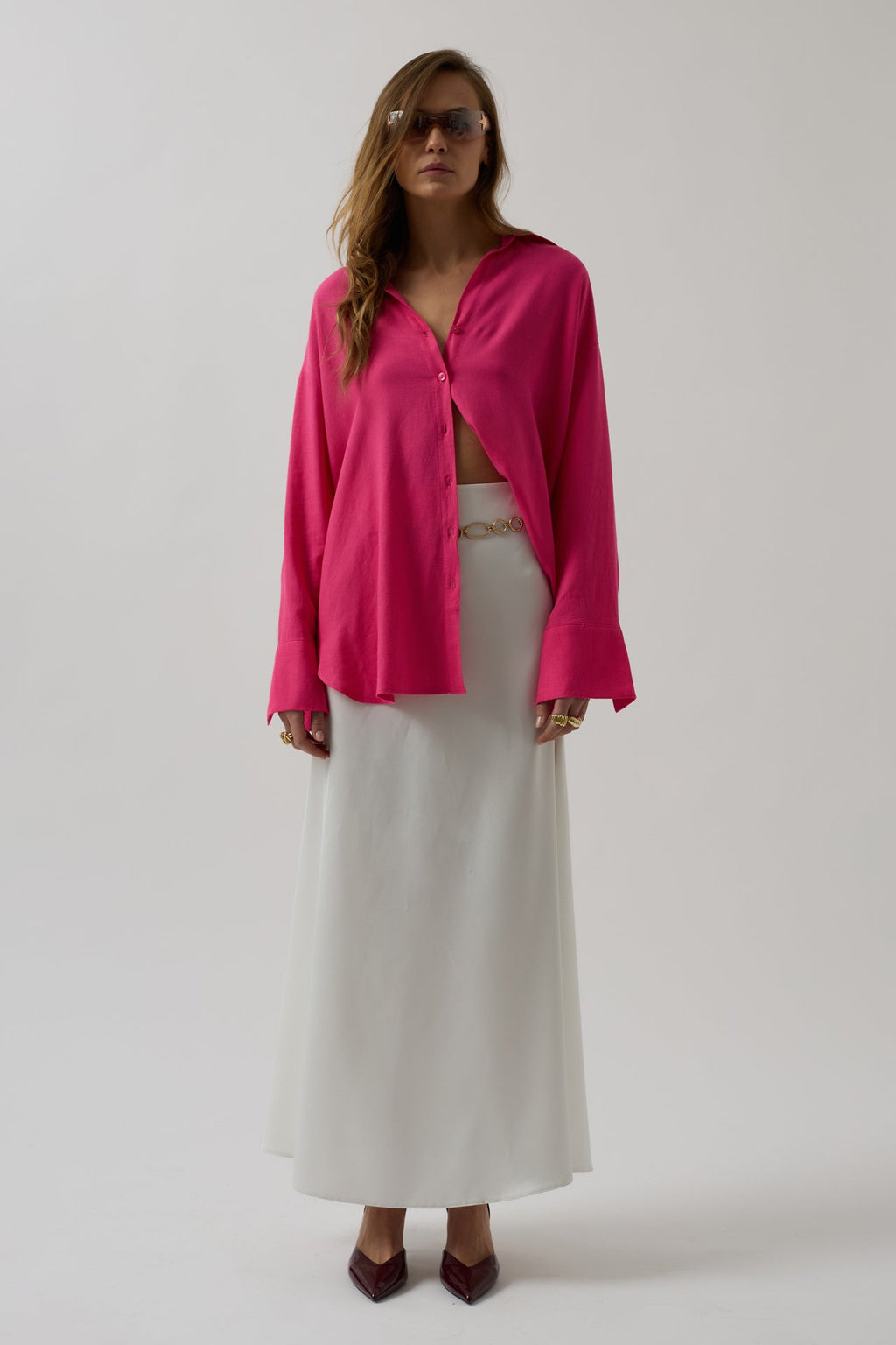 Oversize Pink Linen Shirt