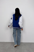 Oversize Polo Collar Saks Kolej Jacket