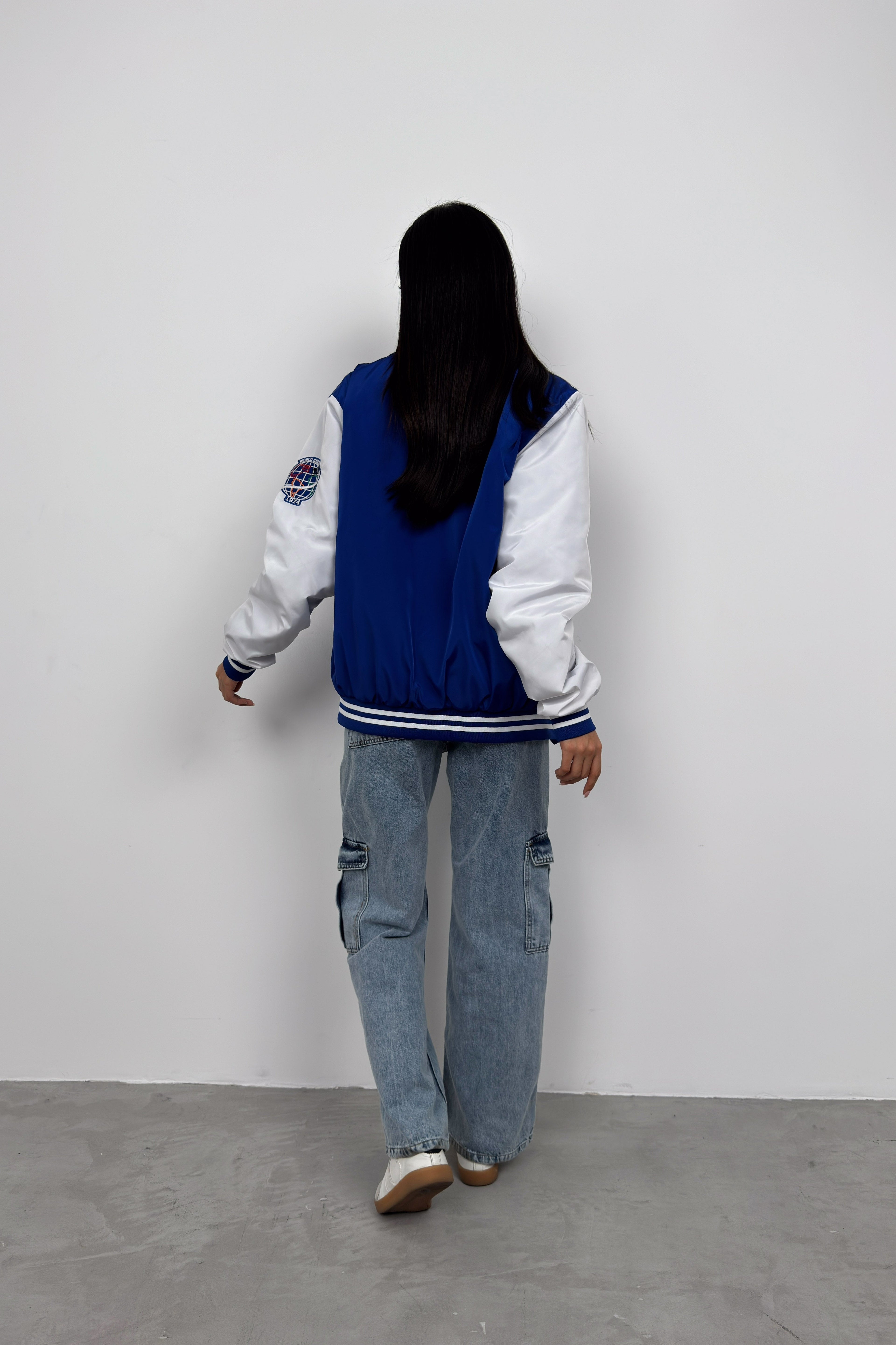 Oversize Polo Collar Saks Kolej Jacket