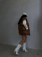 Oversize Sisme Taba Deri Vest