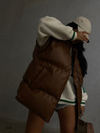 Oversize Sisme Taba Deri Vest